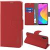N NEWTOP NewTop Cover Compatibile per Xiaomi Mi A3 Lite/9 Lite, HQ Lateral Custodia Libro Flip Magnetica Portafoglio Simil Pelle Stand (Rosso)