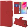 N NEWTOP Cover Compatibile per Xiaomi Mi Note 10 Lite, HQ Lateral Custodia Libro Flip Chiusura Magnetica Portafoglio Simil Pelle Stand (Rosso)