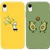 Yoedge 2 Pezzi Cover per Apple iPhone XR 6,1, Squishy Silicone TPU Custodia per Cellulari con Disegni Aesthetic, Ultra Sottile Matte Antiurto Originale Cover Disegno Case per iPhoneXR, Avocado Banana