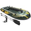 Intex 68351NP - Canotto Gonfiabile Seahawk 4, 4 posti, con Accessori, PVC, Multicolore, 351x145x48 cm