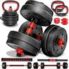 RE:SPORT Set di manubri 2 in 1 30kg | regolabili corti e lunghi Chiusure a stella e tubo di collegamento