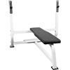 GORILLA SPORTS® Panca Pesi con Portabilanciere - Carico 250 kg, per Bilancieri da Più di 110 cm, Piedini Gommati, con Pedana, Bianco - Panca Piana Ampia, Rack, Palestra, Multifunzione, Fitness