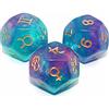 CREEBUY Dadi astrologici per costellazione e divinazione, 3 colori, D12, glitterati