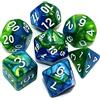 CREEBUY, Set di dadi poliedrici blu e verdi per dungeon e dragons, D&D pathfinder, set di 7 dadi per giochi di ruolo, con sacchetto