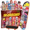 Magicat Set di 12 Mini Skateboard da Dita I 9,5 x 2,6 cm I Fingerboard Professionali in Plastica Dura con Carrelli in Lega I Gadget Compleanno Bambini 3+ Anni I Regalini Fine Festa
