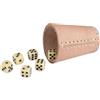 GICO Bicchieri Tazza per Dadi, coppetta qualità in Vera Pelle, Standard (9 cm) con 6 Dadi, 5902