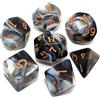 CREEBUY Set di dadi poliedrici per Dungeon and Dragons, MTG, giochi di ruolo, D20, D12, D10, D8, D6, D4, nero e bianco