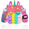Accevo Pop Bubble Push It Borsa a Tracolla per Giocattoli Sensoriali, 2 in 1 Antistress Fidget Toys Silicone Multicolor, Regalo per Bambini e Adulti