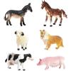 JZK 6x Realistico giocattoli animali da fattoria figure set per bimba bimbo 2 anni, animaletti plastica per bambini regalo bomboniera pensierino festa compleanno, miniatura cane collie maiale mucca