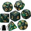 Aoriher Set di 7 Dadi DND Poliedrici con Custodia Nera per Dungeons And Dragons Giochi di Ruolo per Pathfinder Società (Nebulosa Nera Verde)