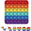 BDwing Silicone Push Bubble Sensory Pop Fidget Toy, Durevole Giocattolo Arcobaleno per Antistress, Giocattolo Sensoriale per Alleviare l'ansia, Adatto Bambini, Famiglia e Amici(Multicolore, Quadrato)