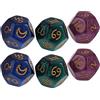 POFET 2 set di 6 dadi multicolore in resina a 12 facce per astrologia tarocchi costellazione divinazione modello A