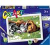 Ravensburger - CreArt Serie E: Cane e Gatto Dolce Sonno, Kit per Dipingere con i Numeri, Contiene una Tavola Prestampata, Pennello, Colori e Accessori, Gioco Creativo per Bambini 7+ Anni