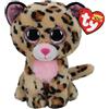 TY - Peluche - Beanie Boos - Leopardo - Livvie - Marrone e Nero - Occhioni e orecchie rosa glitter - Il peluche con gli occhi grandi scintillanti - 15 Cm - 36367