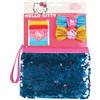 Joy Toy- Hello Kitty Set con 6 Elastici, 2 pinze per Capelli con Fiocchi e borsettina con Pailettes magiche su backercard 14,5x2x21 cm