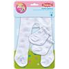 Heless 4781 - Collant con calzino per Bambole, Bianco con Cristalli di Ghiaccio argentati, Taglia 28-35 cm