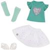 Glitter Girls - Scintillante con stile! - Vestiti per bambole Glitter Girls - Abito con cuore scintillante - Top e gonna con volant - Accessori per bambole da 36 cm - 3 anni +