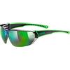 uvex sportstyle 204, occhiali sportivi unisex, specchiato, comfort senza pressione e tenuta perfetta, black green/green, one size