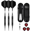 sanfeng Freccette con punta in plastica, 18 grammi, custodia per bersaglio elettronico Softdart con aste in alluminio nero, 6 alette, 50 anelli in gomma anti-perdita, 50 punte