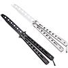 Ideal Swan 2PC Coltello a Farfalla da Allenamento Butterfly Knife Balisong Trainer Practice Knife Unsharpened Metal Flessione Martial Arts Coltello in Acciaio con Foro
