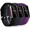 Dirrelo 3 Pack Cinturini Compatibile con Fitbit Charge 3/Fitbit Charge 4/Charge 3 SE Cinturino per Donna Uomo, Cinturino Sportivo di Ricambio in Silicone Morbido Regolabile, Negro+Azul+Ciruela S