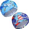 Geyoga 2 Cuffie da Nuoto per Bambini Cuffia da Piscina Cuffietta da Nuotare Elastica Cappello da Nuoto in Poliestere Cuffia da Bagno per Ragazzo di Età 1-8 Anni (Stile Carino)