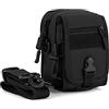 Huntvp Marsupio Uomo Sportivo, Borsetta a Tracolla Militare Borsa per Campeggio Escursionismo Ciclismo Viaggio Trekking Porta Smartphone Chiave Denaro, nero