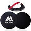Amonax Fitness Sliders, Double-Sided Sliding Disc, with Straps for Fitness Exercises in The Gym And at Home Suitable for Carpets, Floors And Wooden Tiles