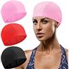 Syhood 3 Pezzi Cuffia da Nuoto Tinta Unita Cappello da Nuoto in Tessuto di Nylon Cuffia da Bagno Unisex Cuffia da Piscina Antiscivolo per Bagno Nuoto e Sport（Nero, Rosa, Rosso