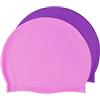 FIBOUND 2 pz Cuffia in Silicone,Silicone cap,Cuffie da Nuoto Unisex Adulto,Cuffia Unisex Adulto,Cuffia Piscina Bambini per Capelli Lunghi,Unisex Adulto,Cuffia da Nuoto Cuffia Piscina in Silicone- rosa & viola