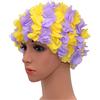 Medifier Cuffia da donna in stile rétro con petali floreali, ideale per piscina (Viola con accenti gialli)