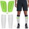 Dokpav Parastinchi da Calcio calzino + Parastinchi da Calcio plastica Calcio parastinchi Mazzo Calzini Manicotto Fisso Maniche -Bambino Adolescente Adulto-Partita di Calcio (Adulto：Bianco + Verde)