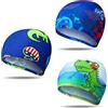 Geyoga 3 Pezzi Cuffie da Nuoto Cappello da Bagno Piscina in Nylon Comodo Cuffietta da Nuotare Elastica Impermeabile per Bambini Ragazze (Stile Nuovo)
