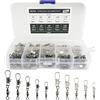 Jiehaojia 120 Pezzi Girelle da Pesca Trota Pesca in Acciaio al Carbonio con Moschettone, Girelle Canna da Pesca, Accessori per la Pesca in 5 Dimensioni 4# 6# 8# 10# 12#