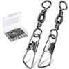 9Tong Acciaio Inossidabile Girevole Acqua Salata Connettore Linea Barilotto Girelle da Pesca Snap di Sicurezza Attrezzatura 50pcs 33lbs