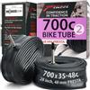 Fincci Coppia Camere d'aria 700x35-38c (35/40-622) - Valvola Presta 48mm - Kit 2 Pezzi in Butile ad Alta Resistenza per Bici Ibrida, City Bike e Trekking - Affidabili e Facili da Montare