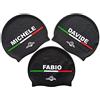Swimxwin Cuffia in Silicone con Nome | Tommaso | Cuffia da Nuoto| Grande Comfort e aderenza | Design e Stile Italiano | Color Negro |