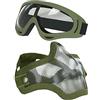Aoutacc Maschere e occhiali da sole Airsoft, Mezza Faccia Maschera in maglia piena di acciaio e occhiali per CS/Caccia/Paintball/Tiro (Black Mask)