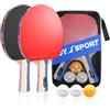 JOYJ 2 Racchetta Ping Pong, Racchette Ping Pong Professionale, Set da Ping-Pong | Maniglia Antiscivolo Svasata | Spugna ad Alta Elasticità 2mm | Lama in Legno di Pioppo a 7 Strati
