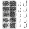 wangjiangda 500pcs Ami da Pesca Spinato Gancio da Pesca Amo da Pesca Occhiello Ganci a Occhiello per Pesci d'acqua Dolce/Pesci d'acqua Salata 10 Taglie Ami da Pesca in Acciaio al Carbonio con Scatola di Plastica