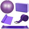 Dokpav 5Pcs Set di Yoga,Blocchi Yoga,Training Bande Elastici Fitness,Fasce Elastiche,Cinghia Cotone,Piccola Palla Pilates Set Principianti e Avanzati per Fitness e Pilates, Palestra (Blu)