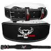 BEAST RAGE Cintura per sollevamento pesi in pelle resistente palestra body building 10 fori regolabili 10,2 cm imbottito lombare supporto per la schiena esercizio powerlifting fitness (S, Nero)
