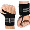 ipow 2 PZ Fasce da Polso Polsiere palestra Fasce palestra polsi Professionali Anti-sudore Flessibile con cinturino regolabile perfetto per sollevamento pesi, crossfit, bodybuilding, NERO