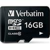 Verbatim Scheda di memoria microSDHC Premium I 16 GB I Scheda SD per video full HD I Scheda di memoria nera resistente all'acqua e agli urti I Scheda SD per fotocamera smartphone tablet