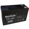 Electron Batteria 12V 9Ah Lead Acid, 9 A, Tipo Ermetica al Piombo con Attacco Faston 6.3 mm, per UPS e Altro Uso, Nero