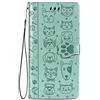 Fertuo Cover Samsung Galaxy A21S, Custodia Portafoglio a Libro in Pelle Flip Cover con Porta Carte, Chiusura Magnetica [Disegni di Gatto Cane] Case Antiurto per Samsung Galaxy A21S, Verde