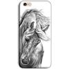Mixroom - Cover Custodia Back Case in TPU Silicone Morbido per Apple iPhone 6 6s Fantasia Cavallo Bianco E Nero M597