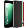 CUSTOMIZZA - Custodia cover nera morbida in tpu compatibile per iPhone 7-8 - SE 2020/2022 effetto fibra di carbonio bandiera Italia made in Italy