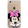 SLIDE IP6 6S Cover in TPU Gel Trasparente Custodia Protettiva, Glitter Fluo Special Collection, Disney Minnie Mouse, iPhone 6 6S