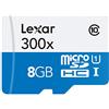 Lexar LSDMI8GBBBEU300 Scheda di Memoria microSDH con microSDXC UHS i da 8GB